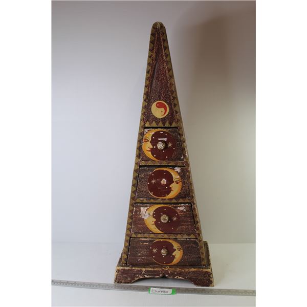 Vintage Triangle Shaped Drawered Stand (missing drawer knob - back has crack - 31"h x 12 1/2"w x 7"d