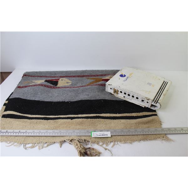 Vintage Woven Fish Rug - Planet Audio Amplifier (untested)