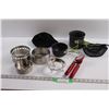 Image 1 : Portable Mini Wood/Char-Coal Stove, (2) Camping Pots w/Carry Bags & Can Opener