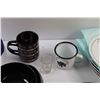 Image 2 : Dishware/Stoneware & Cups, (19) Large plates (Corelle, Mainstays), Storage Containers w/Milk Crate