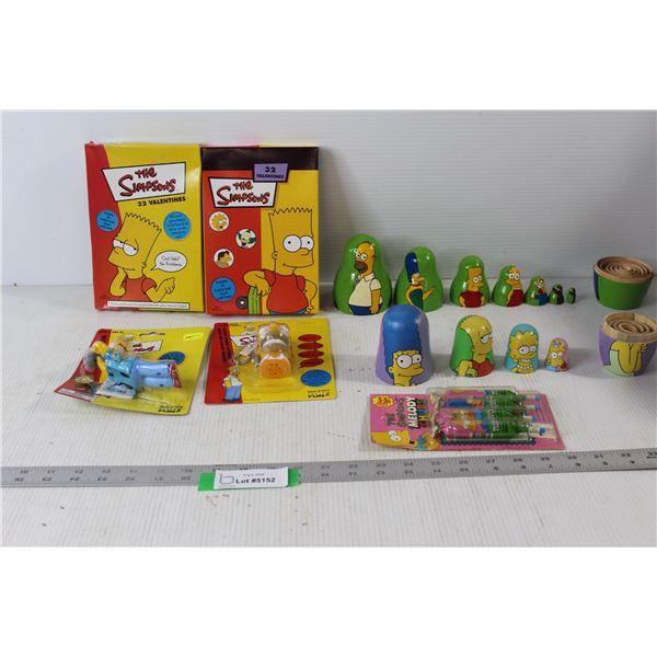 The Simpsons Melody Chups Still Sealed, (2) Simpsons Family Nesting Dolls, (2) Simpsons 32 Valentine