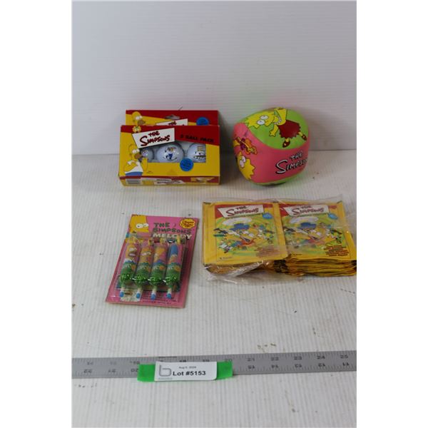 Simpsons Melody Chups Still Sealed, Assorted Simpsons Album Stickers, Simpsons Beanbag Ball, (3) Gol
