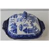 Image 12 : China Blue Glass Old Willow Superior Fancy Dishes - 2 Tier Tray Stand, (17) Assorted Trays and Plate