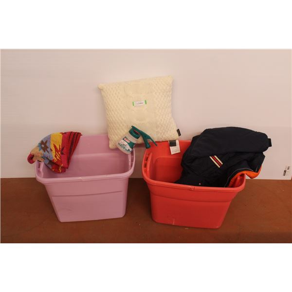 *(2) Totes (no lids) - Snow Suit (Size M) - Cushion - Dial a Mix Sprayer