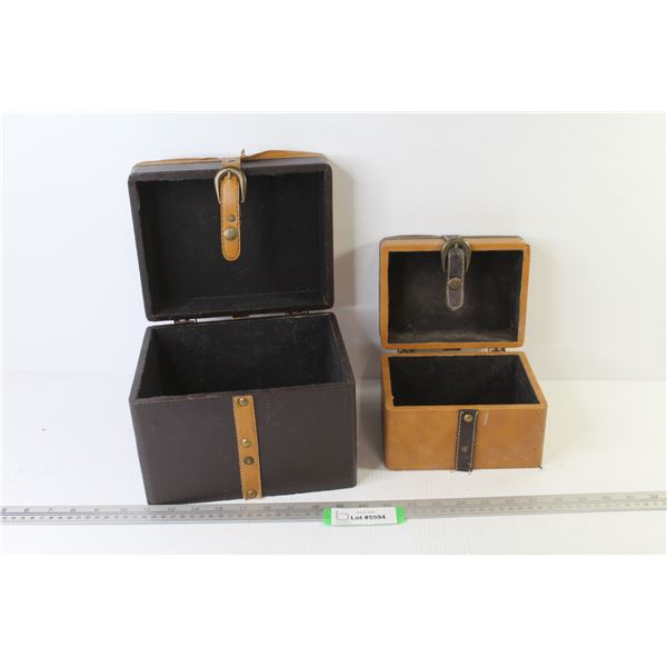 (2) Leather Wrapped Boxes