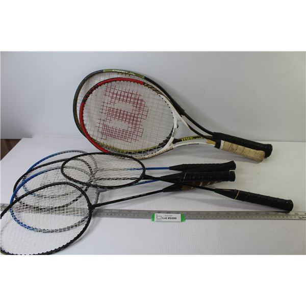 (5) Badminton Rackets - (2) Tennis Rackets