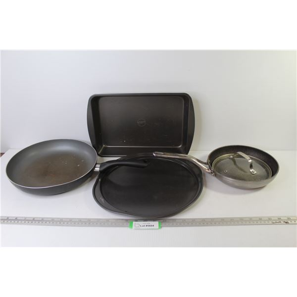 Cake Pan - Pizza Pan - (2) Frying Pan - Pot Lid