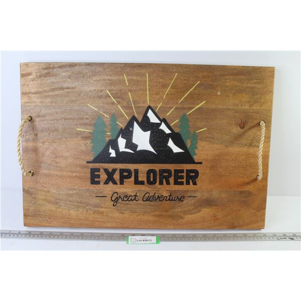 Explore Great Adventure - Wooden Tray w/Rope Handles (24" x 16")