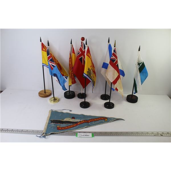 (8) Assorted Mini Flags - Cunard R.M.S "Ivernia" Pennant