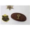 Image 3 : Wooden Belt Buckle - (3) Pin-on Badges