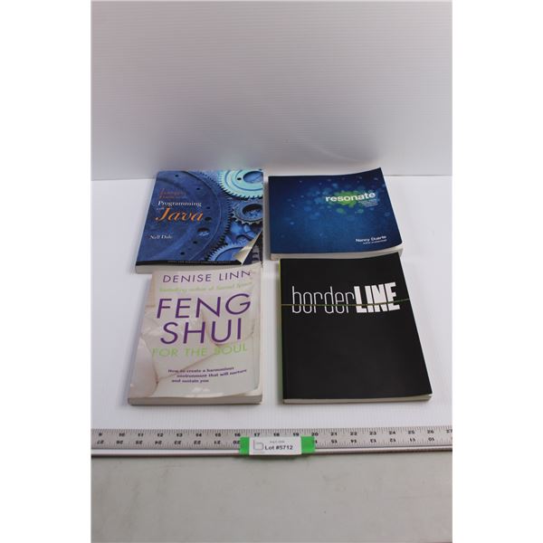 (4) Books of Varying Subject Matter -Programming with Java, Resonate, Border Line, Feng Shui for the