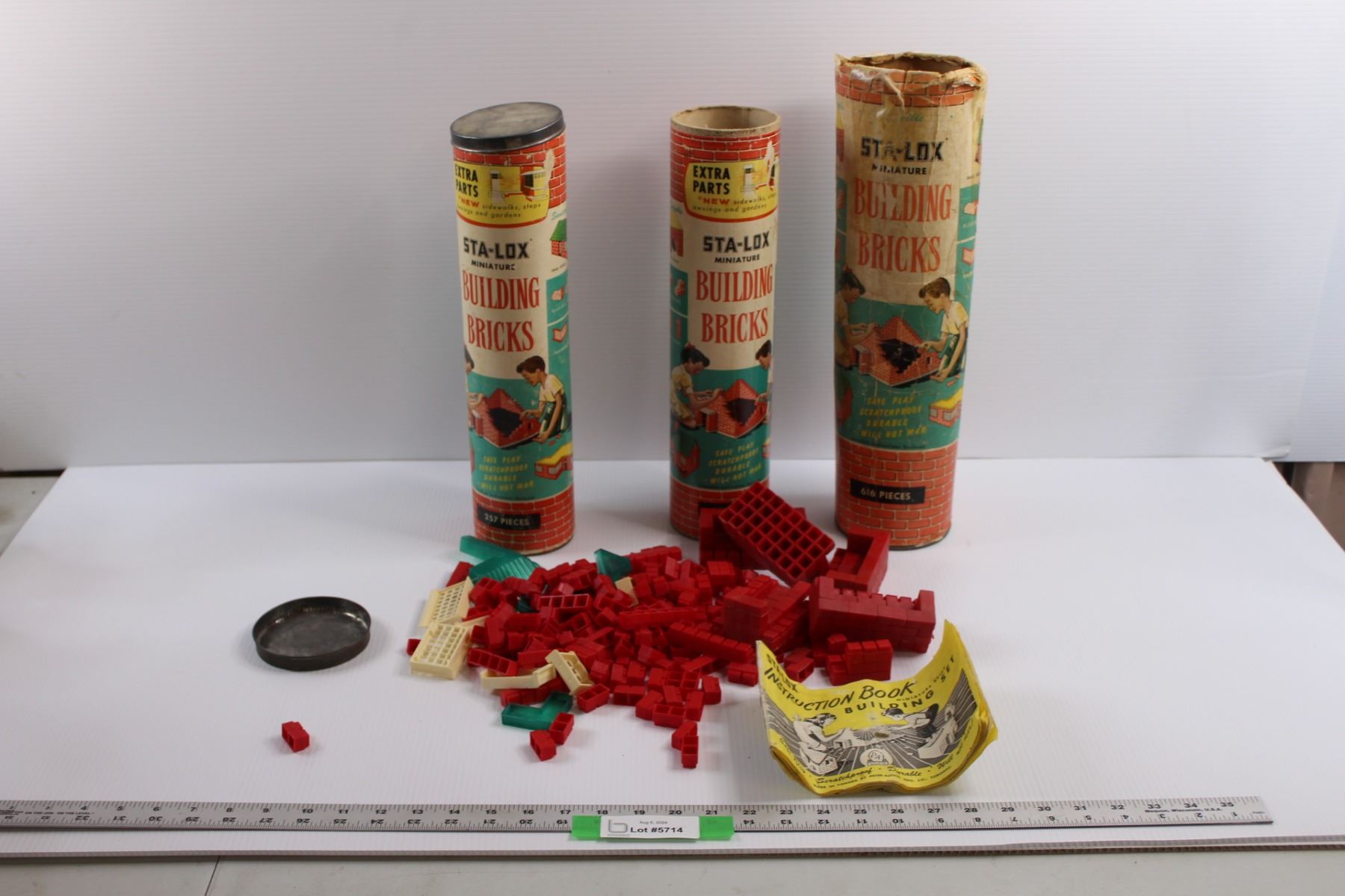 Vintage STA-LOX Building Blocks w/Instruction Book - Bodnarus Auctioneering