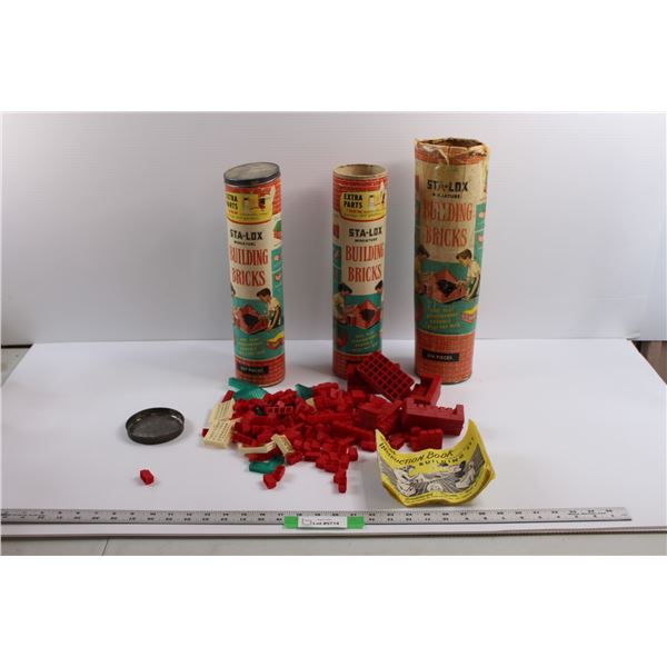 Vintage STA-LOX Building Blocks w/Instruction Book