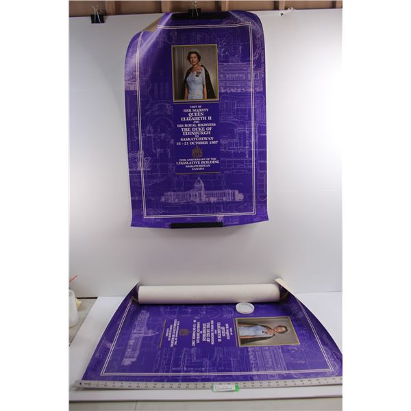 (2) Queen Elizabeth II Royal Visit To Saskatchewan October 1987 Posters (34"x22")