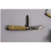 Image 2 : Vintage Pocket Knife, (4) Vintage Key Chain Knives & Vintage Pocket Cribbage Board/Multi tool