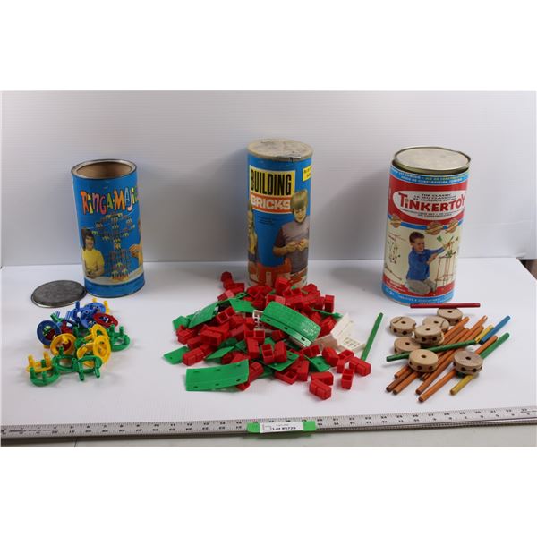 (3) Vintage Building/Construction Sets - Ringamagic, Building Bricks & Tinker Toy