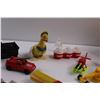 Image 2 : Various Kids Toys of Varying Condition (Hot Wheels, Corgi Junior), Vintage Plastic Duck & Wooden Cra