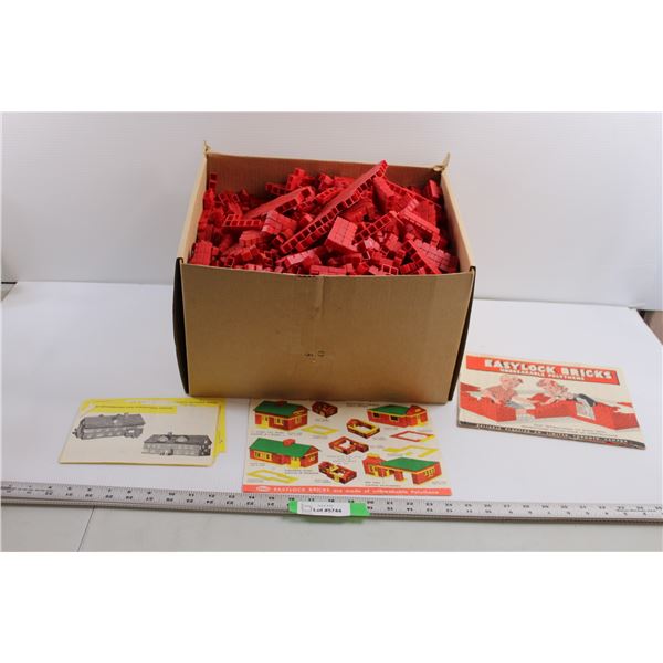 Large Box of Vintage Building Blocks & EASYLOCK Building Blocks Booklets