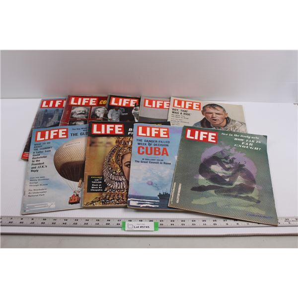 (9) Vintage 1960's LIFE Magazines