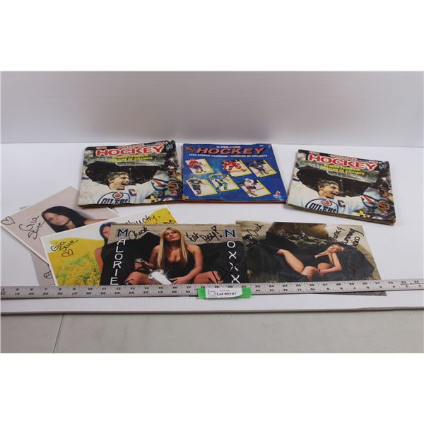 (3) Vintage O.P.C Sticker Year Books - Water Damage (1984-1985) & Showgirl Posters