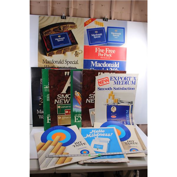 *(12 pcs) Vintage Cardboard Cigarette Advertising - Some Water Damaged (19"x26.5")