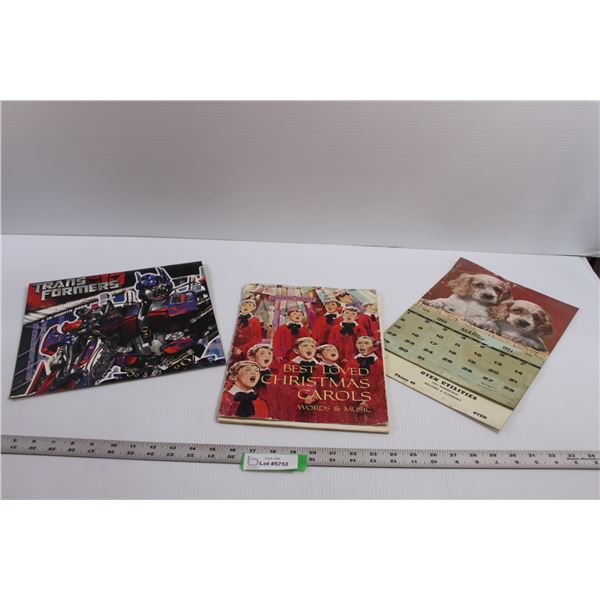 1964 Oyen Utilities Calendar, Transformers Calendar & Vintage Readers Digest Christmas Carol Song Bo