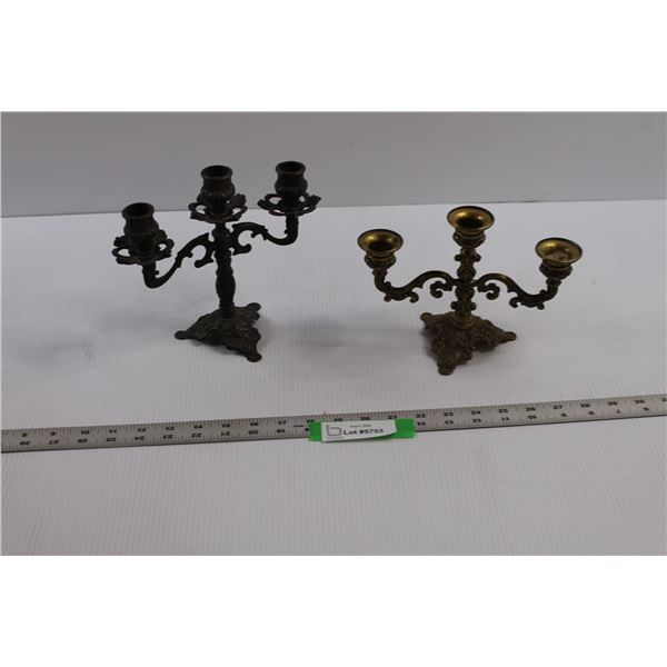 (2) Vintage Brass Candelabra