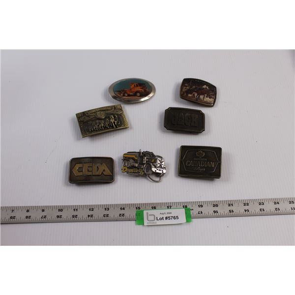 (7) Vintage Belt Buckles - Budweiser, Molson Canadian (Pin Broken), CEDA