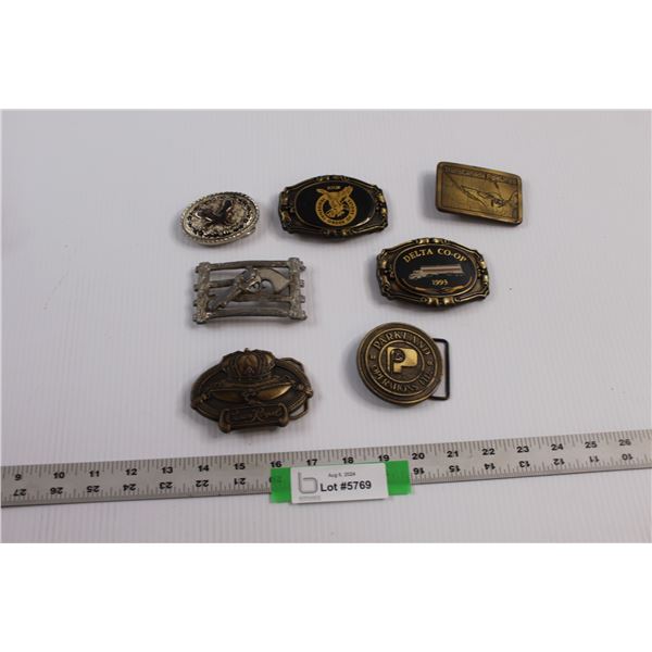 (7) Vintage Belt Buckles - TransCanada Pipelines, Crown Royal, Delta Co-Op etc.