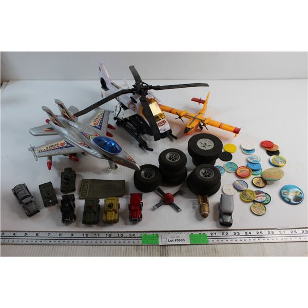 Assorted Military Toys and Jello Coins - Planes