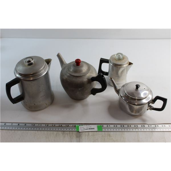 (4) Assorted Metal Coffee and Tea Pots
