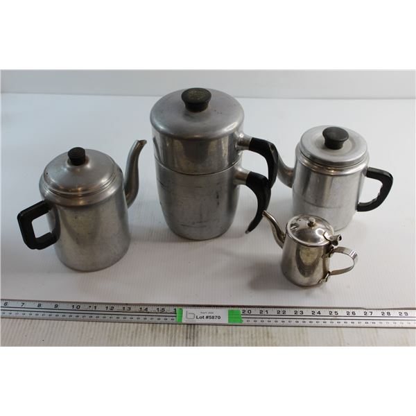 (4) Assorted Metal Coffee and Tea Pots