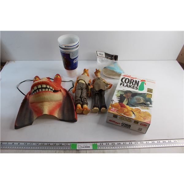 Star Wars Jar Jar Binks Figures and Mask, Cups and Misc.