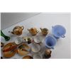 Image 3 : Blue Delphite Cream & Sugar with Japanese Tea Set and Assorted Items - Chipped