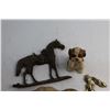 Image 3 : (2) Horse Wall Decorations, Cow Head and Puppy Figure