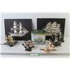 Image 1 : (4) Ornament Sailboats - To Sailboat Mounted Pictures - Cutty Sailboat