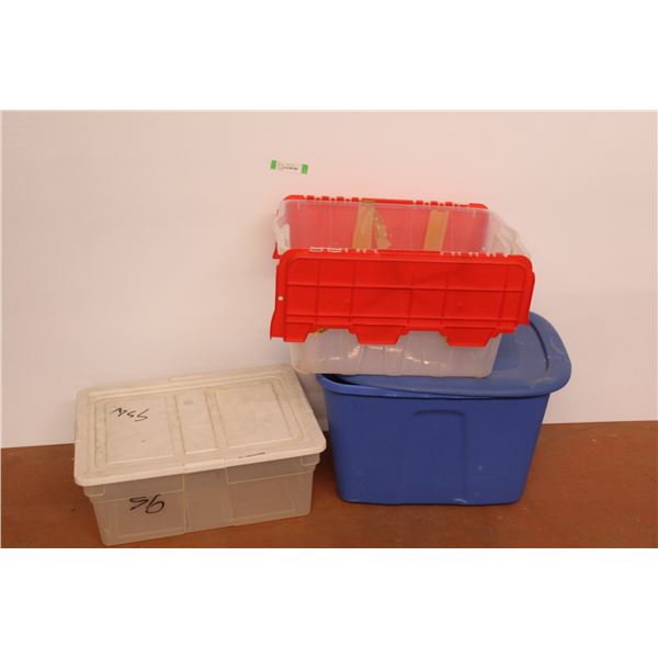 *(3) Totes w/Lids (blue tote lid does not match)