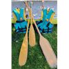 Image 5 : Beautiful 16 Foot Mid Century Canoe w/ 2 Life Preservers & 3 Wooden Oars