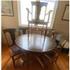 Image 1 : Stunning Antique Hemlock Dining Table w/ 6 Upholstered Chairs & 2 Inserts/Extenders