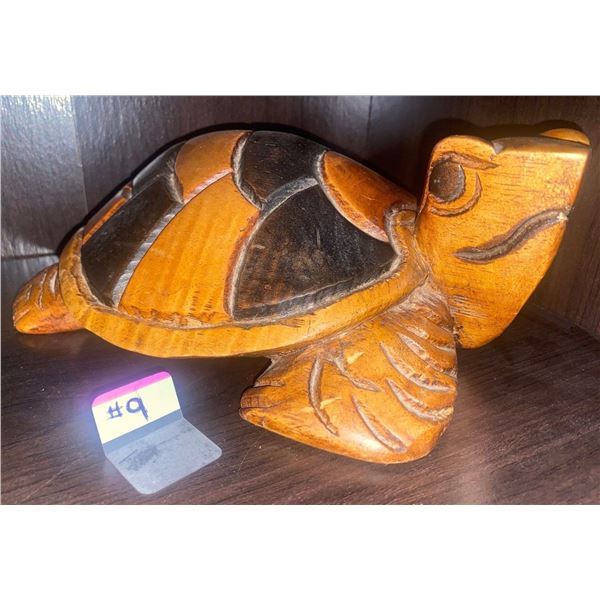 Hand Etched & Formed Decorative Wood Turtle 9' W