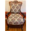 Image 1 : Antique Solid Oak w/ Floral Upholstery Accent Chair 22x22x37