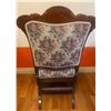 Image 3 : Antique Solid Oak w/ Floral Upholstery Accent Chair 22x22x37