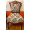 Image 1 : Antique Oak Accent Chair w/ Floral Upholstery 20x20x35