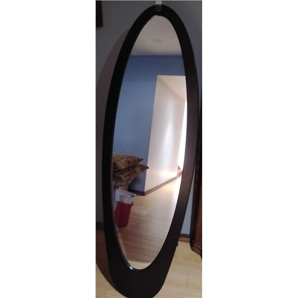 Oblong Full Length Accent Mirror w/ Mahogany Base & Frame