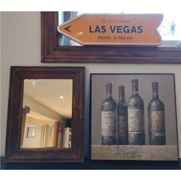 Assorted Decorative Collectables Vineyard Art  Wood Framed Mirror & Collectable Las Vegas Tin
