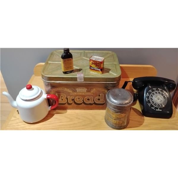 Vintage Telephone With Dial Antique Products Brass Tin & More