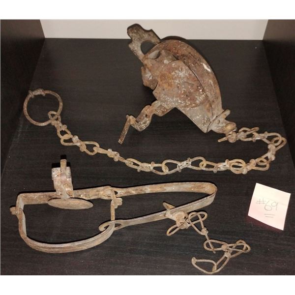 Antique Metal Coyote Traps & More
