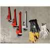 Image 1 : Assorted Pipe Wrench & Glove Collection