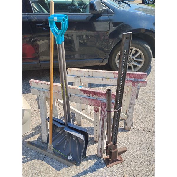 Garage Essentials Saw Horses Shovels Jack & More