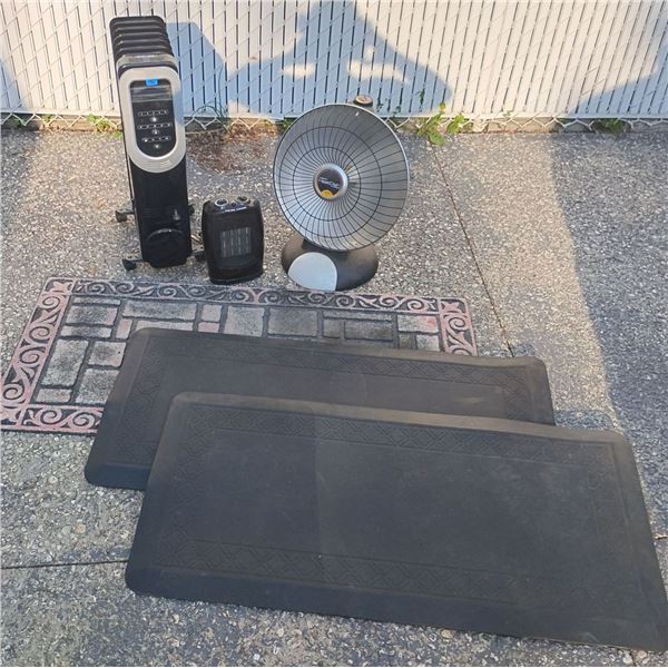 Assorted Electric Heater Collection w/ In/Outdoor Matts